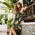 thumbnail image 2 of Honeii Blue Striped Sunflower A Print Women's Sleeveless Dress, Loose Fit Casual Dress for Women, Summer Fashion Dress, 2 of 7