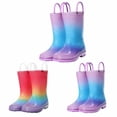 thumbnail image 3 of Kids Glitter Rain Boots Rainbow Portable Toddler Girls Boys Shoes Lightweight, 3 of 6