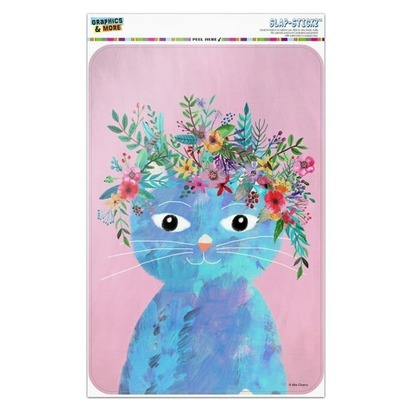 Blue Cat Flower Hat Home Business Office Sign