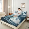 thumbnail image 4 of Manfei Sea Wave Storm Full Size Sheets, Nature Disaster Bed Sheets, Ocean Marine Theme Sheet Sets, Ultra Soft Home Decor, 4pcs, 4 of 7