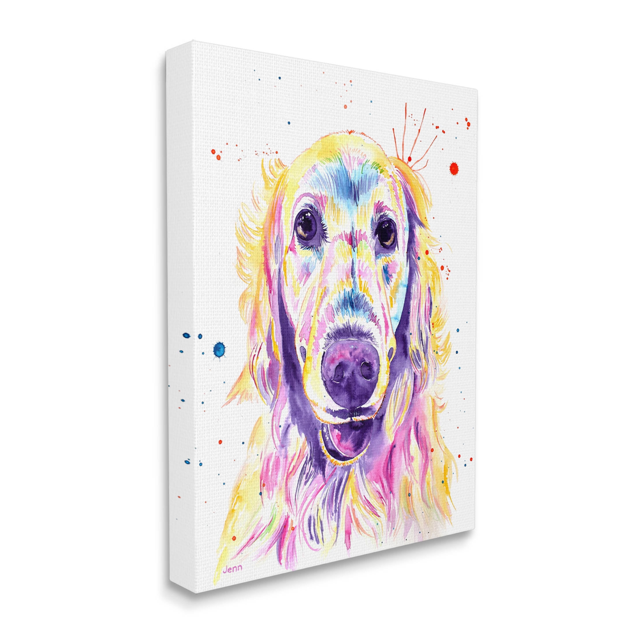 Vivid Retriever Dog Pet Portrait Animals & Insects Graphic Art Gallery Wrapped Canvas Print Wall Art
