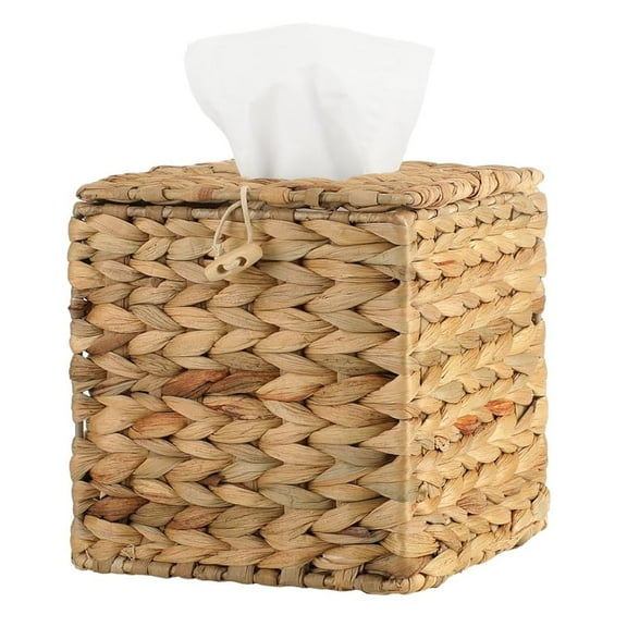 Rattan Tissue Box Cover,Beixkou Wicker Tissue Box Holder，Handwoven Tissue Box Cover,Household Tissue Storage Organizer,Tissue Holder with Lid for Bathroom Toilet Living Room Kitchen Office Table Desk