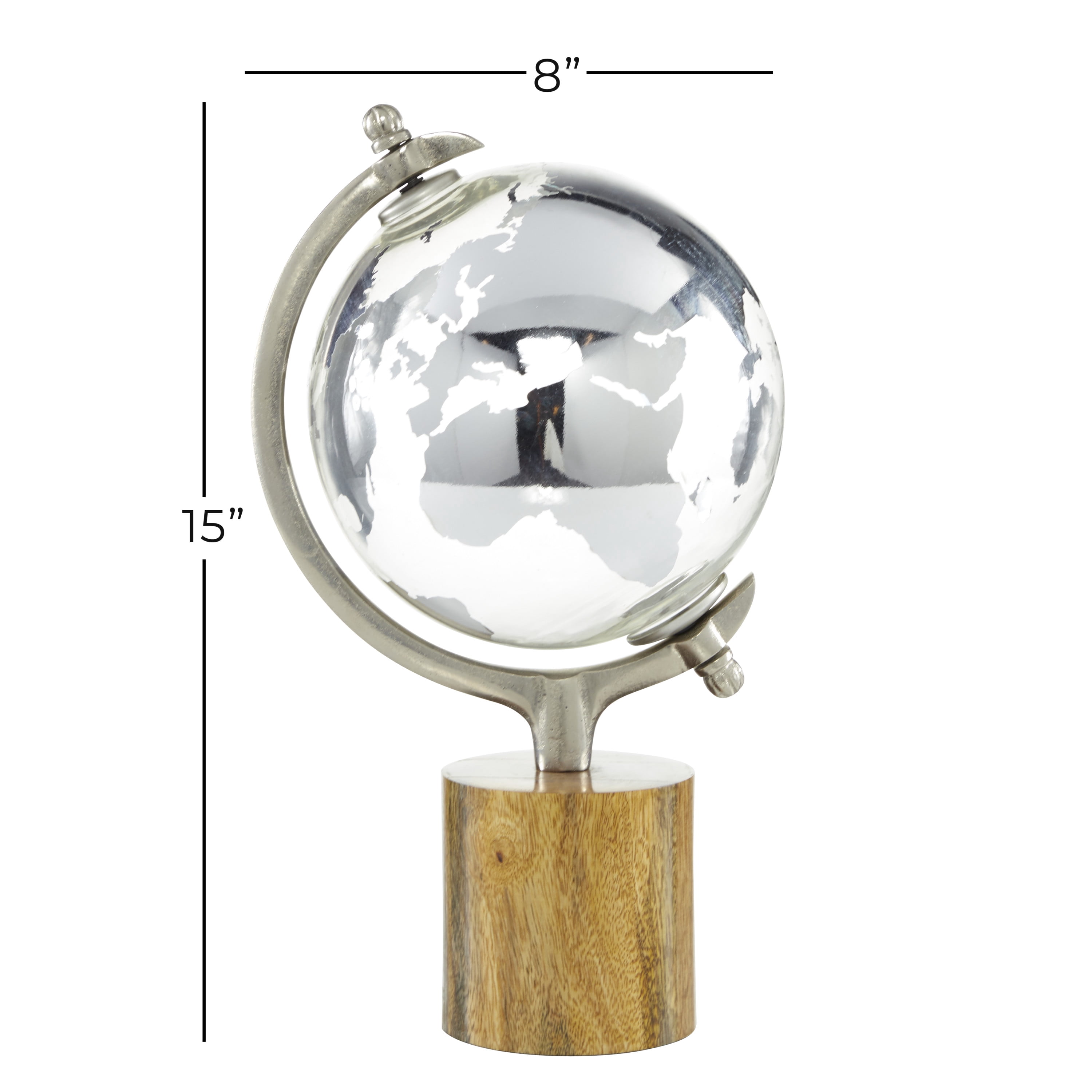 DecMode 8" Silver Globe with Brown Base