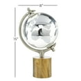 thumbnail image 3 of DecMode 8" Silver Globe with Brown Base, 3 of 9