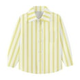 thumbnail image 7 of Oxford Dress Shirts for Boys Striped Long Sleeve Collared Button Up Shirt with Chest Pocket School Uniform (3-4 Years, Yellow), 7 of 7