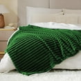 thumbnail image 5 of Sherpa Fleece King Size Blanket - Super Soft & Warm Striped Fleece, Cozy Plush Fluffy Large Bed Blanket All Season Use (dark green, 104x90 Inches), 5 of 14