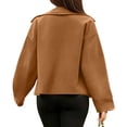 thumbnail image 7 of Women Cropped Button Blazer Short Casual Bomber Wool Blend Jacket Pea Coat Fall Outerwear with Pockets, 7 of 7