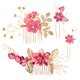 thumbnail image 1 of Juego de 4 peinetas para el pelo de boda hechas a mano, tocado floral para novia, accesorios para el cabello con diamantes de imitación, accesorios para vestido de novia (rosa), 1 of 5