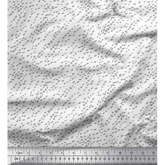 Soimoi White Heavy Satin Fabric Brush Stroke Abstract Print Sewing Fabric Yard 54 Inch Wide