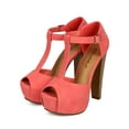 thumbnail image 5 of New Women Breckelles Brina-21 PU Peep Toe T-Strap Platform Chunky Heel Sandal, 5 of 6