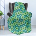 thumbnail image 4 of Abstract Soft Flannel Fleece Throw Blanket, Seamless Tile Vector Pattern with Flowers Ornament Print, Cozy Plush for Indoor and Outdoor Use, 60" x 80", Jade Green Lime Green, by Ambesonne, 4 of 5