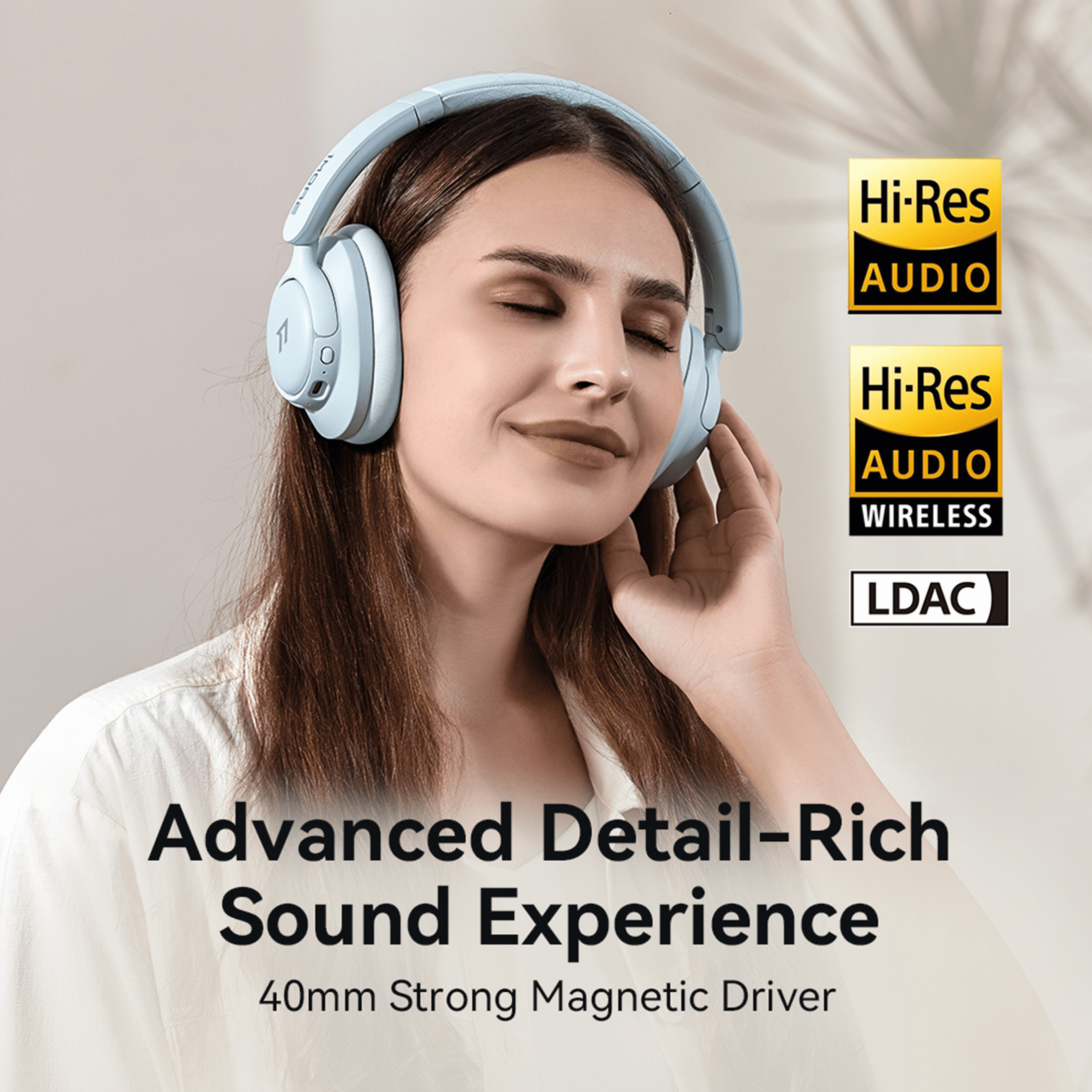 1MORE Sonoflow HQ31 Wireless Headphones with ANC, Hi-Res Audio, 90H Battery, Blue