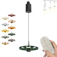 thumbnail image 1 of FSLiving Adjustable Height Track Pendnat Light J-Type Retractable Lift Track Pendnat Light by Remote Control with Stepless Dimming Flower Lamp for Kitchen Island Restaurant Dining Room,Green - 1 Light, 1 of 7