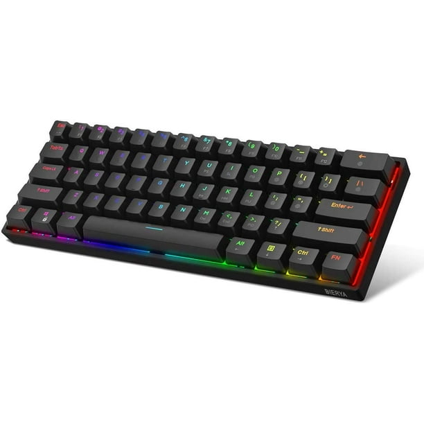 DIERYA DK61E 60% clavier de jeu mécanique, RGB rétro-éclairé filaire PBT  Keycap étanche Type-C Mini Compact 61 touches 