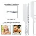 thumbnail image 2 of 2 Pieces Metal Tail Combs Silver Rat Tail Hair Combs Fine Cutting Comb Teasing Pintail Barber Comb Stainless Steel Hair Styling Cutting Comb (Rat Tail and Fine Cutting Comb), 2 of 4
