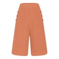 thumbnail image 5 of JSheng Women's Casual Shorts 2025 Fashion Women Summer Elastic Waist Pocket Pants Casual Button Solid Half Shorts Pant Orange S, 5 of 5
