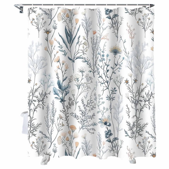 Shower Curtains Flower Leaves Bath Curtain Floral Plant Waterproof Bathroom Shower Curtain Set with Hooks Decoration 72 x 84 Inches