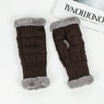 thumbnail image 3 of 1 Pair Women Winter Warm Knit Fingerless Gloves Hand Thumbhole Arm Warmers Mittens, 3 of 7