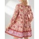 thumbnail image 5 of Mini Vestido Casual de Verano para Mujer Estampado Floral de Siete Partes Manga de Farol Cuello en V Vestido con Botones Fiesta en la Playa Vestido Boho Nituyy Vestido boho de verano para mujer Casual Beach Party, 5 of 5