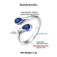 thumbnail image 6 of Bestyle Pear-Cut Created Sapphire Birthstone Ring for Women Love Statement TOI et Moi Ring Wedding Birthday Mother's Day Gifts Open Size 5-10, 6 of 7