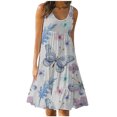 thumbnail image 2 of SMihono Robes d'Été Bohémiennes pour Femmes Grande Taille Mode Décontractée Aguichant Col Carré Imprimé Robes d'Été Sans Manches Robe Chandail, 2 of 5