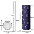 thumbnail image 5 of 20oz Blue Gold Sun Moon Pattern Skinny Tumblers Stainless Steel Tumbler with Lid and Straw,Vacuum Insulated Double Wall Travel Tumbler Cups with Cleaning Brush for Coffee,Tea, 5 of 6