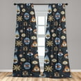 thumbnail image 4 of Ambesonne Ethnic Curtains, Triangles with Eyes Plot, Pair of 28"x95", Burnt Orange Blue Grey, 4 of 5