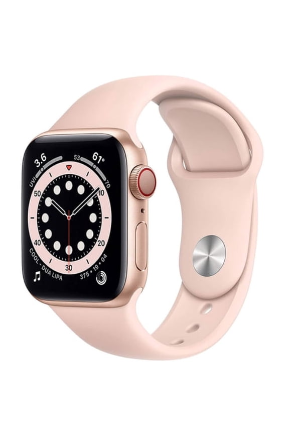 Pre-Owned Apple Watch Series 6 44mm GPS + Cellular Unlocked - Gold Stainless Steel Case - Pink Sport Band (2020)