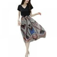 thumbnail image 3 of Mode Femmes Grande Taille Mousseline de Soie V Cou Maxi Robes Dames Faux Deux Pièces Floral Longue Robe, 3 of 9