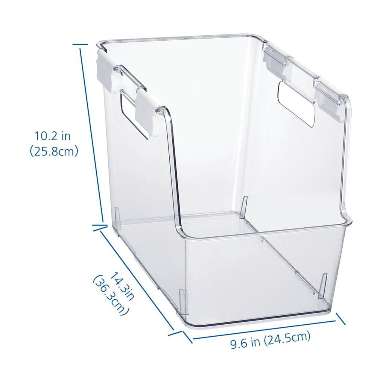 Mainstays Small Clear Plastic Stackable Closet Organizer Bin with White Latches