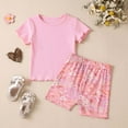 thumbnail image 2 of TAIAOJING Toddler Girls Short Sleeve T Shirt Pullover Tops Floral Prints Shorts Outfits For 6-12 Months, 2 of 6