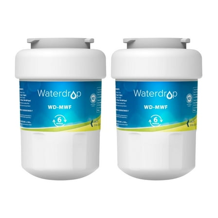 Waterdrop MWF Refrigerator Water Filter, NSF 42 Certified to Reduce 99% Lead, Compatible with GE SmartWater MWF, MWFINT, MWFP, MWFA, GWF, HDX FMG-1, GSE25GSHECSS, WFC1201, Kenmore 9991, 2 Pack
