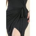 thumbnail image 4 of Saronite Basic Wrap Front Tie Sleevless Midi Dress, Black (Women's Plus), 4 of 5