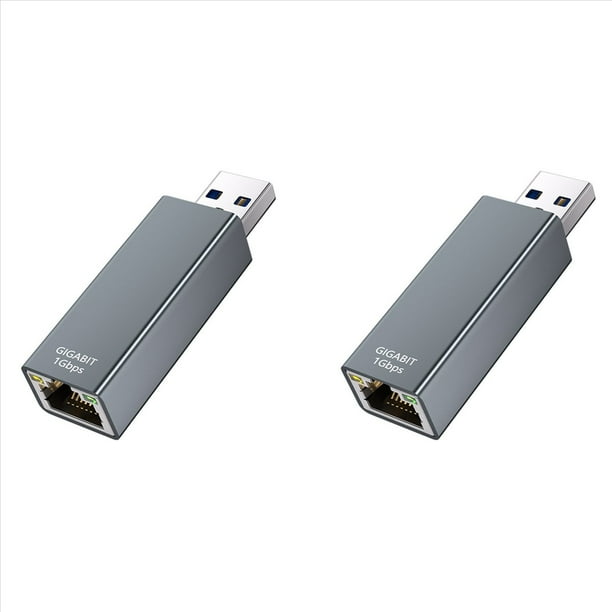 2X Adaptador USB 3.0 A Gigabit Ethernet Adaptador USB A RJ45 Ethernet Aplicable A Computadoras Portátiles y de Escritorio