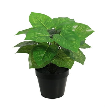 Mainstays 10" Tall Artificial Potted Green Caladium  in Black Pot