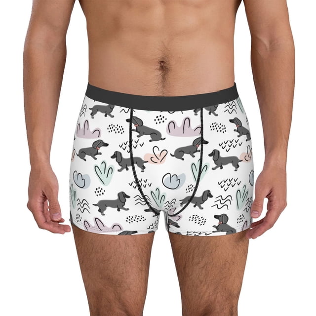 Fotbe Dachshund Dog Puppy Calzoncillos Tipo Boxer con Bolsa de Soporte Total para Hombre, X-Temp Fresco, Transpirable y de Secado Rápido-Small