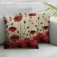 thumbnail image 3 of Beautiful Flower Poppy Pillow Case,Red Flower Cushion Cover Square Standard Home Decorative for Men/Women, 3 of 5