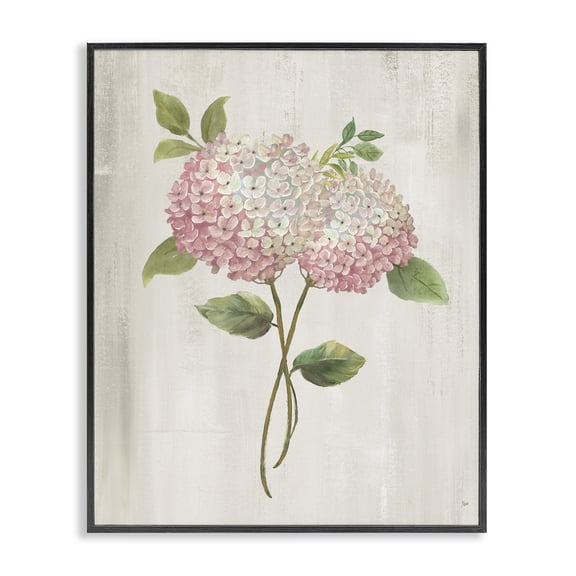 Stupell Industries Vintage Pink Hydrangea Black Framed Giclee Art, design by Nan
