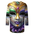 thumbnail image 4 of Xuyuer Carnival Style Print T-Shirt - Women's Fashion Loose Round Neck 3/4 Sleeve Top for Daily Wear, Festival Themed Outfits, Playful Seasonal Style & Streetwear Statement Piece, 4 of 5