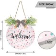 thumbnail image 3 of Coolnut Welcome Sign with Wreath for Front Door, Rustic Round Hanging Welcome Sign, Wall Housewarming Gift for Home 11.8in, Pink Polka Dot Home Decor, 3 of 7