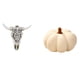 thumbnail image 1 of Escultura decorativa de cabeza de toro tribal para colgar en la pared y almohada de calabaza de Halloween para decoración de dormitorio, oficina y sof, 1 of 8