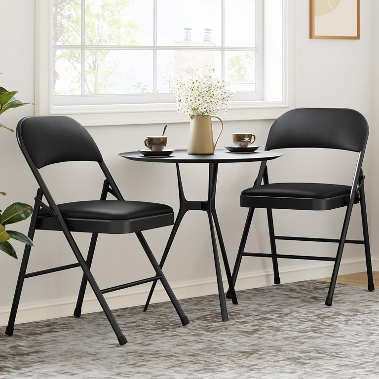 GAOMON 5-Piece Folding Table & Chair Set – Portable PU Card Table For Dining, Camping, Office