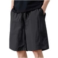 thumbnail image 2 of lkfuzj Men's Summer Drawstring Running Shorts Solid Colour High Waistband Lightweight Loose Straight Leg Pants with Pocket Trendy Casual Outdoor Hiking Sweat Shorts, 2 of 6