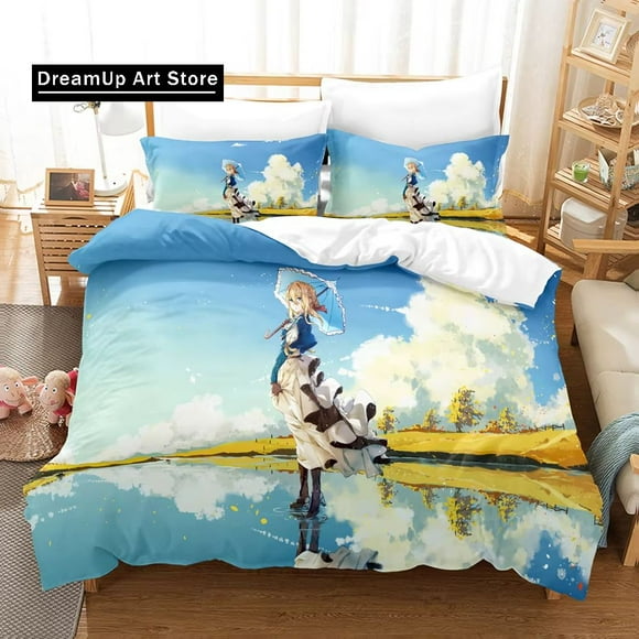 Anime Violet Evergarden Bedding Set Duvet Cover Sets Comforter Japanese KidsBoys Bed Linen 3-Piece Bedding Set (1 Duvet Cover + 4025 Pillow Shams) Bed Sheets