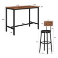 thumbnail image 4 of 5 Pieces Bar Table Set, Industrial Dining Room Table Set for 4, Counter Height Kitchen Table Set with 4 Chairs, Small Table Set for Pub Bistro Restaurant, Brown, JA1880, 4 of 9