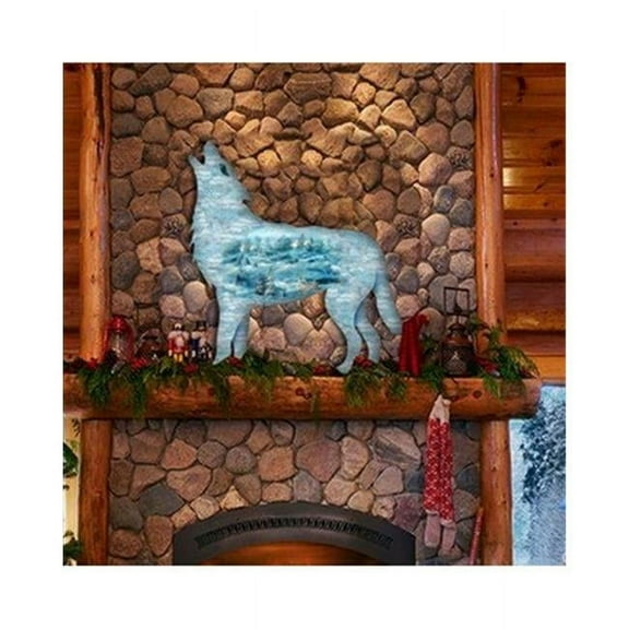 8198227 Winter Wolfs Scenic Wooden Christmas Ornament Set of 2