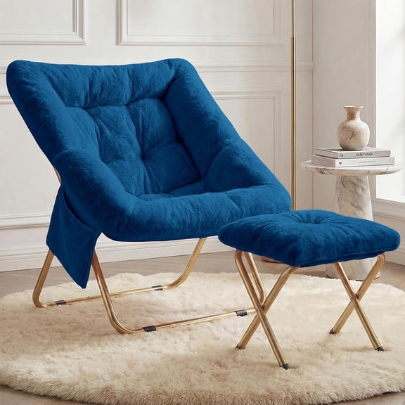 Foldable Saucer Chair for Adults X-Large Teal Blue