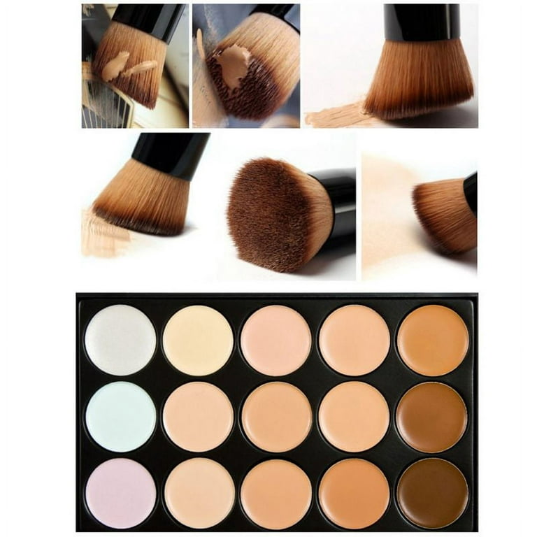 15 Color Ultra Contour Kit-Face Contouring and Highlighter Palette-Beauty  Cosmetics Cream Makeup Blemish Concealer Palette P15-1# + Brush + Sponge 