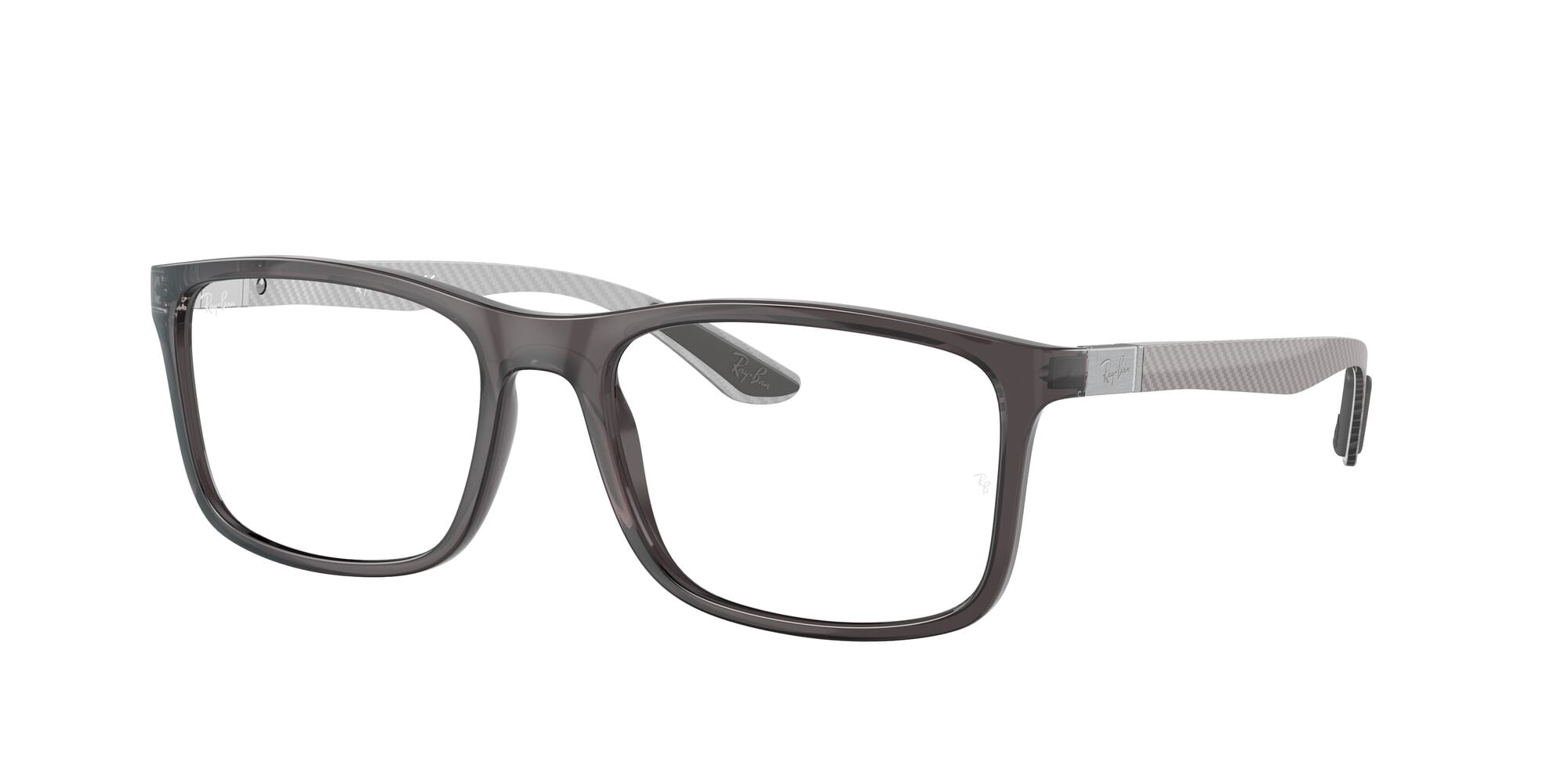 Ray-Ban RB8908 Optics Glasses, Prescription Eyeglasses with Case, Size 55, Demo Lens/Transparent Grey