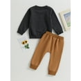 thumbnail image 4 of Coduop Toddler Baby Boy Letter Print Long Sleeve Sweatshirt Tops Pants Outfit 0-3 Years, 4 of 6